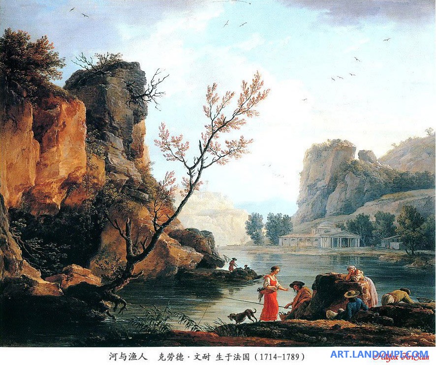 河畔的时光：晨光漫过赭色的岩壁 名画鉴赏