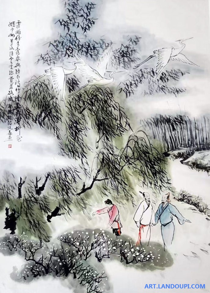 《鸥影里的春日闲游》张森的作品 霏微傍青霭