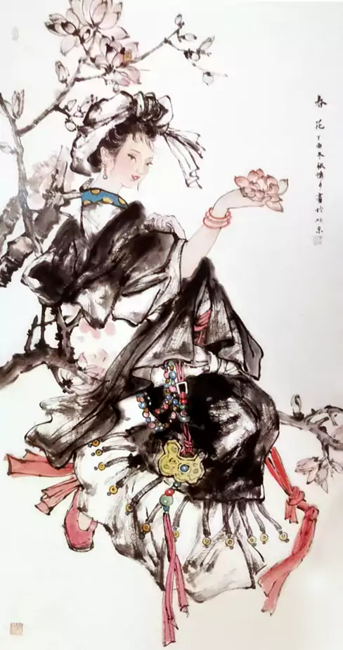 赏《春花》仕女图：一纸水墨晕开融融春意