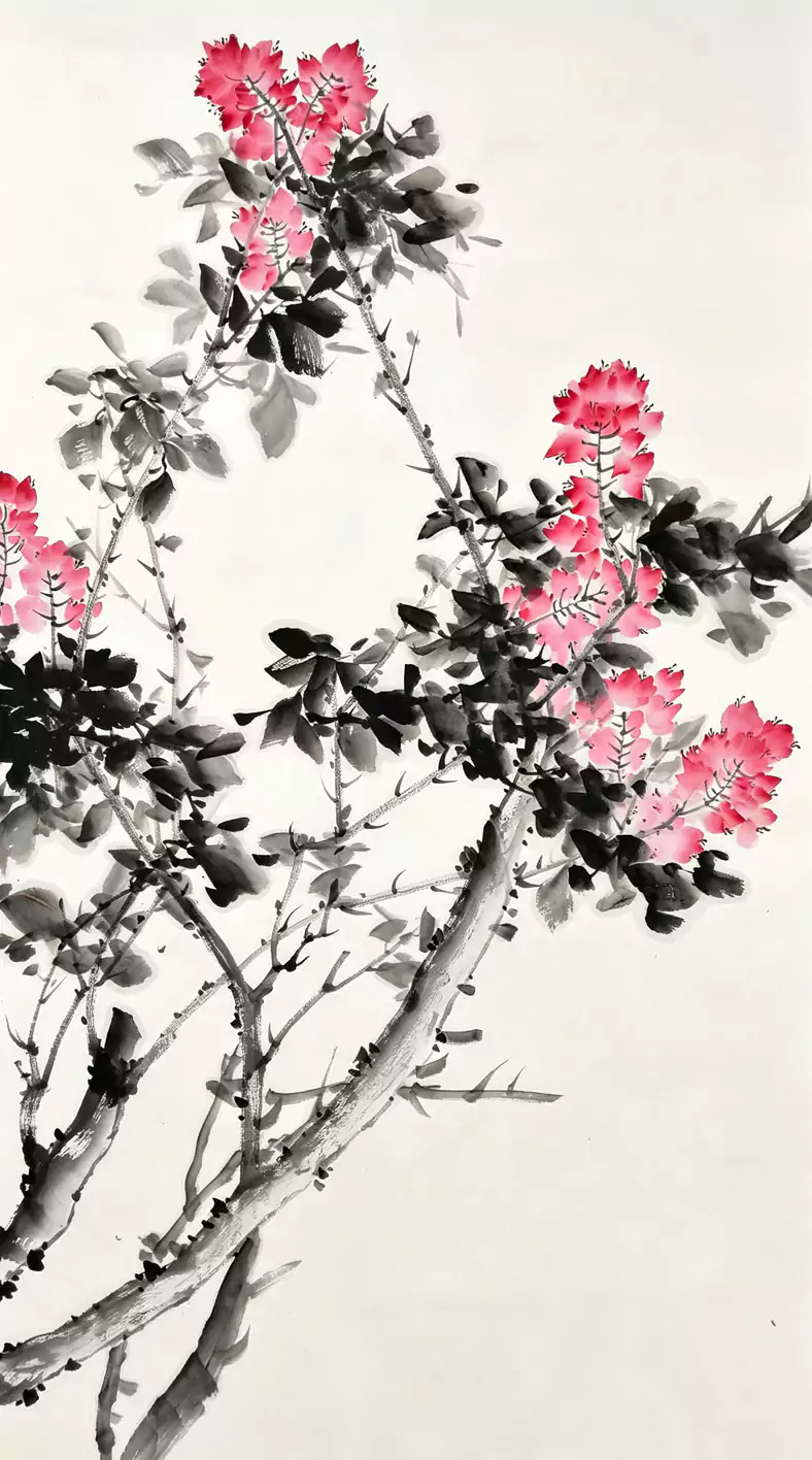 墨骨丹花 洛城清韵 —— 赏刘旻佳三角梅水墨图