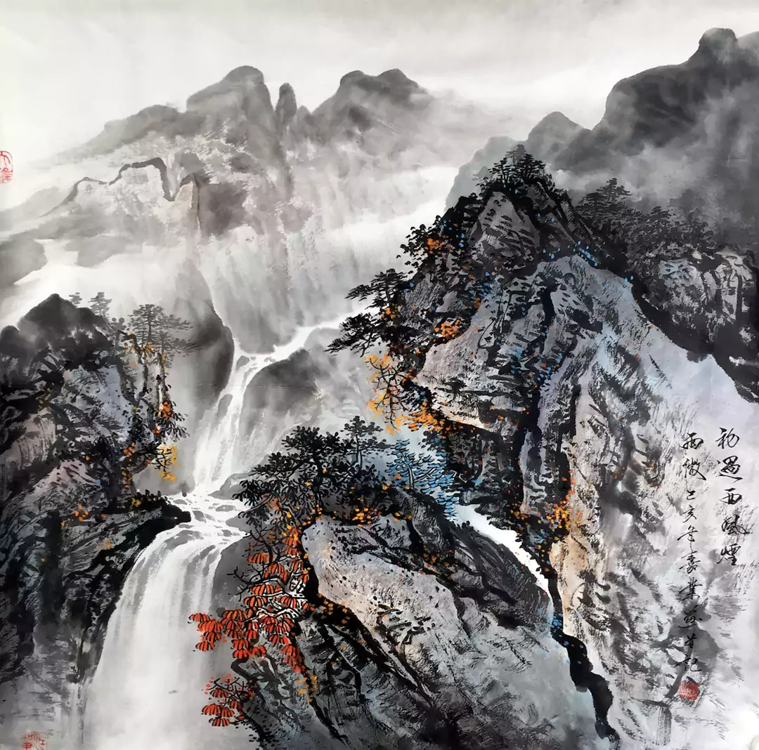 初遇西峰烟：水墨铺展间 一派西峰秋山盛景跃然纸上