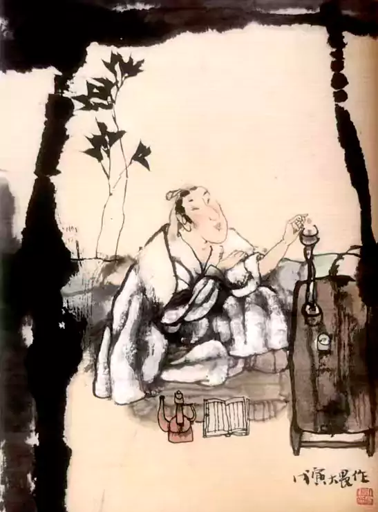 醉读闲居图鉴赏：此幅写意人物画 笔墨洒脱酣畅